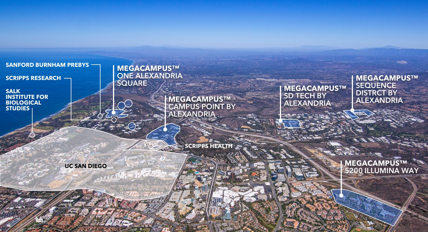 Aerial Map of Torrey Pines and University Town Center Properties